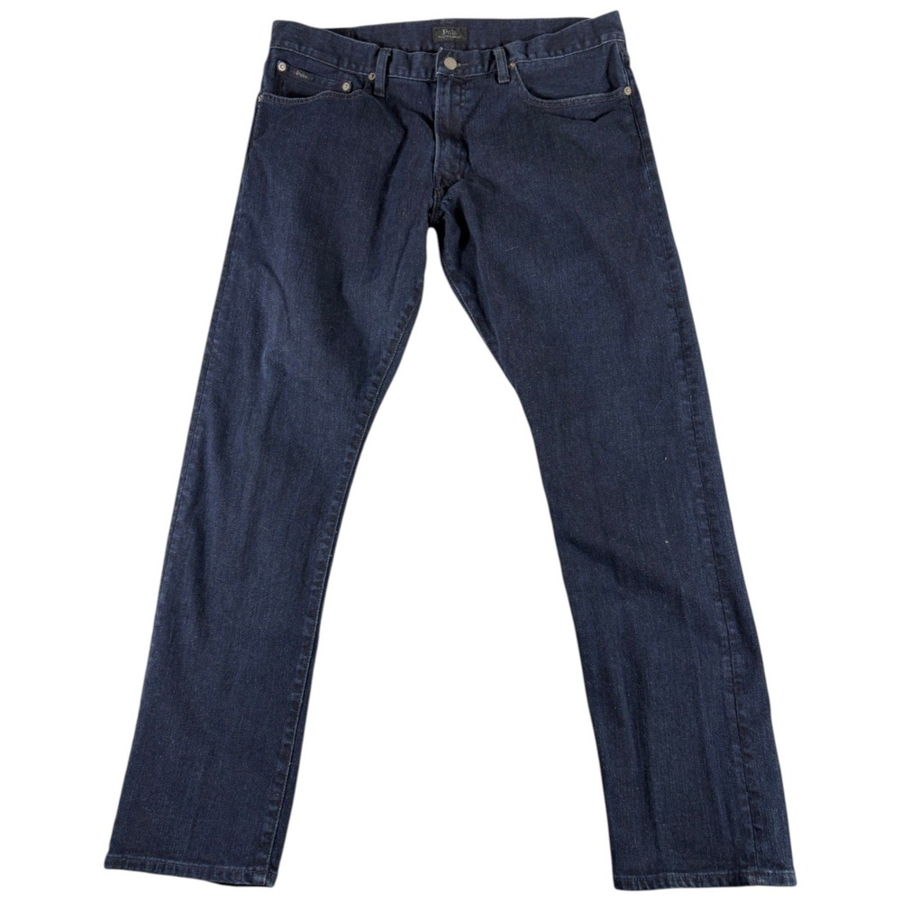 Polo Ralph Lauren Jeans Mens 36x32 Dark Blue Straight Premium Heritage Stretch
